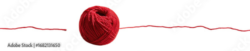 Red yarn ball with red lines