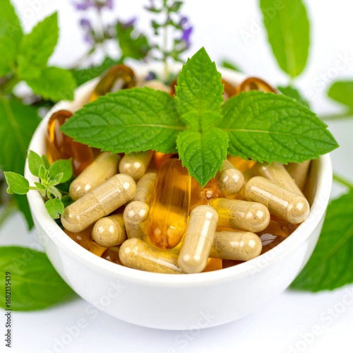 Wallpaper Mural Healthy supplements in a bowl with herbs Torontodigital.ca