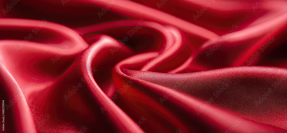 Obraz premium Close-up view of luxurious crimson silk fabric with flowing drapes