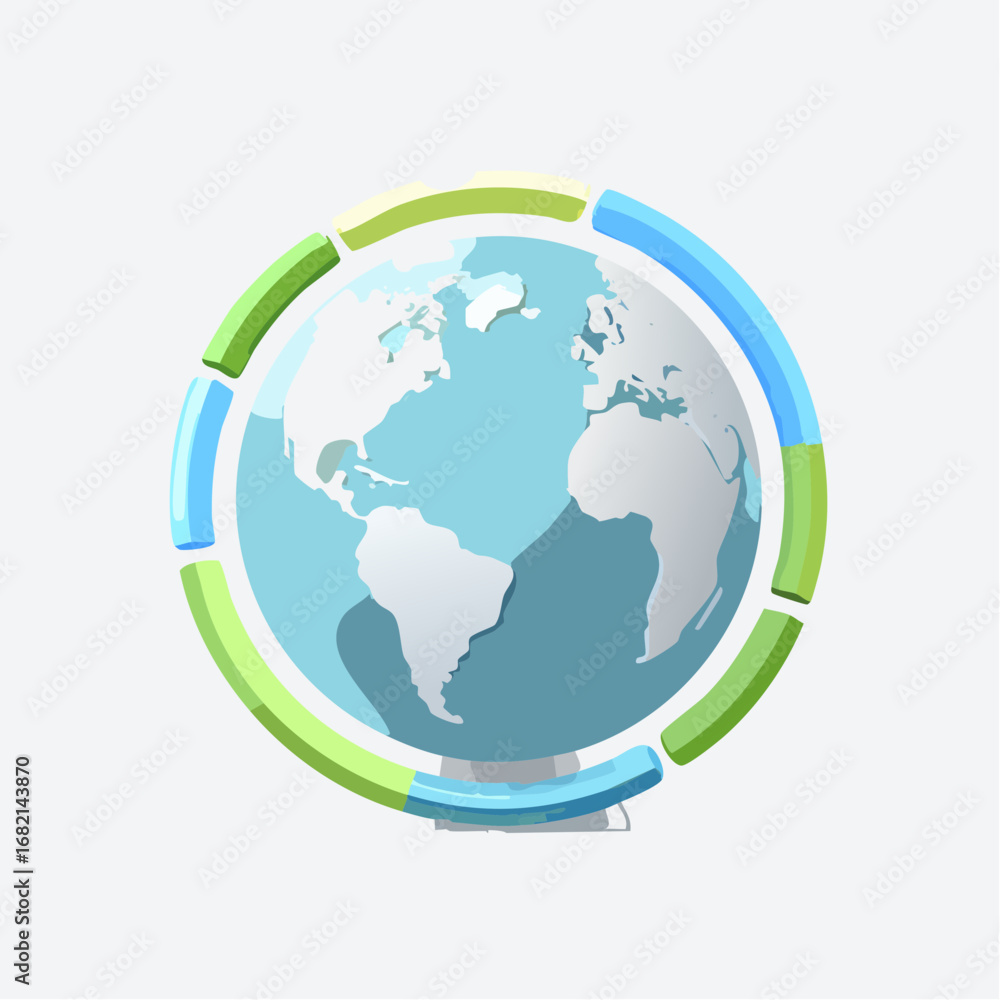 Naklejka premium Global Progress A Visual Representation of International Development and Growth Trends on a Circular Infographic Earth Globe