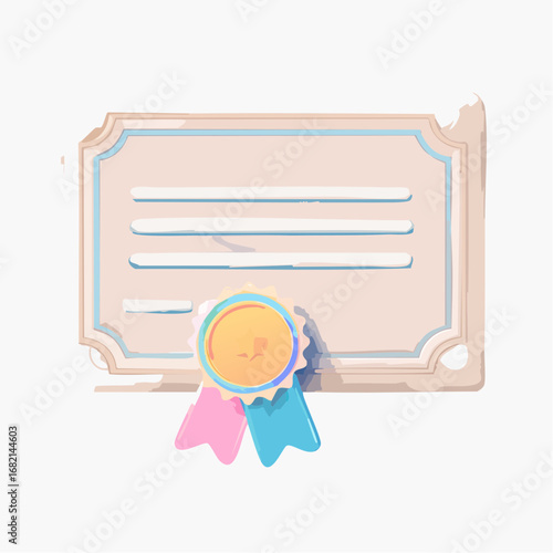 Illustration of a Certificate with a Ribbon Award Document Representation, Formal Recognition Template