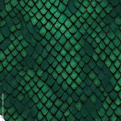 Emerald green dragon scales.  Close-up texture
