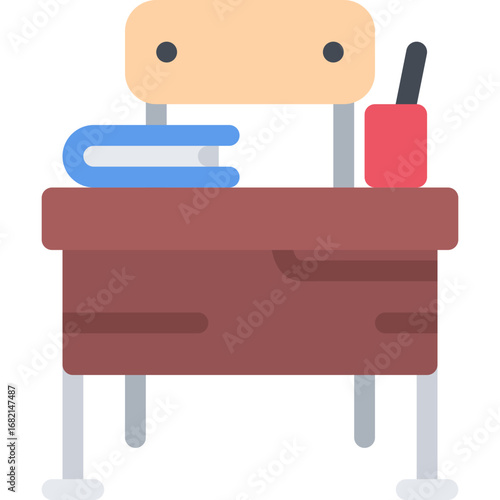 School desk with books