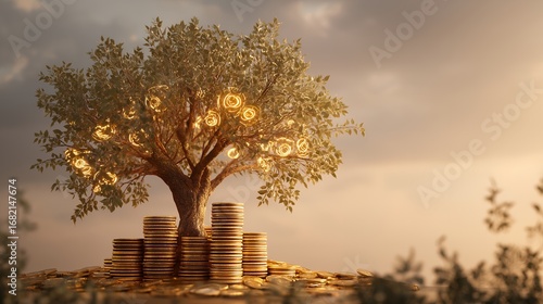 Golden tree of wealth Financial growth and investment opportunity