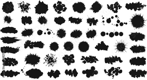 Collection of abstract ink splatter shapes for design elements and backgrounds