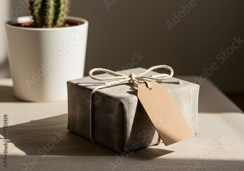 Charming gift wrapped with natural linen, tied with twine and blank tag, ready for your heartfelt message and special occasion