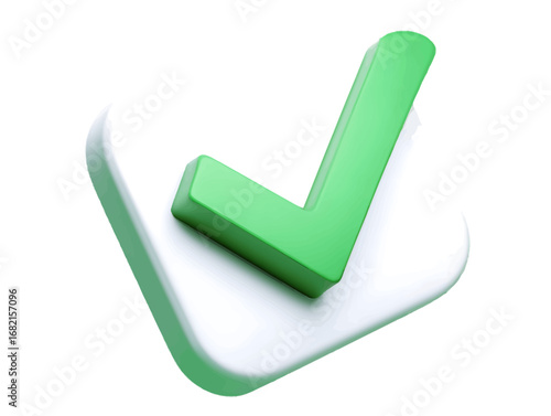 A three dimensional green check mark symbol for approval.