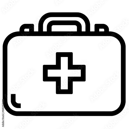 First aid kit medical box line art icon isolated.