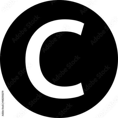 Copyright icon in black flat and line style, legal protection logo pack, trademark symbol intellectual property outline glyph assortment, creative rights design element