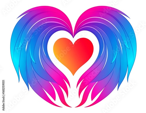 Wallpaper Mural Heart with colorful wings Torontodigital.ca