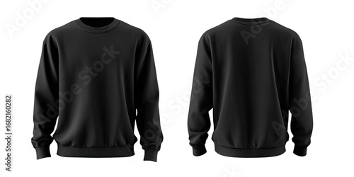 Front and back view of a plain black sweatshirt (3)