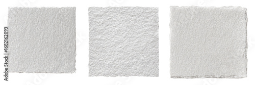 Three square tiles of a light gray, textured surface