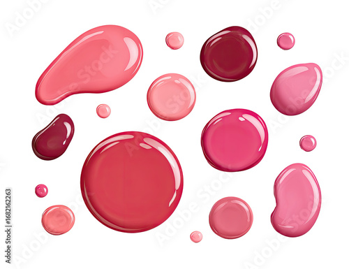 Abstract design of various shades of pink and red liquid drops
