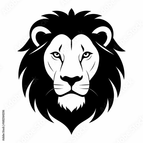 Lion Head Front View Silhouette Vector Icon