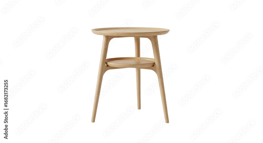 Fototapeta premium Wooden Side Table Isolated on Transparent Background