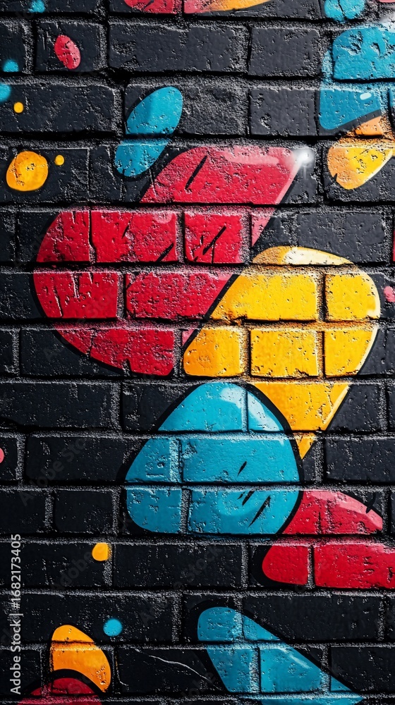 Obraz premium Colorful abstract graffiti on a brick wall. Backdrop texture use