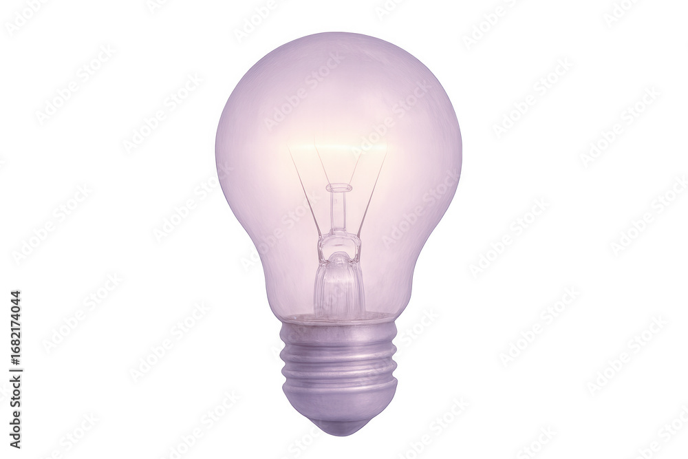 Fototapeta premium Glowing light bulb isolated on transparent background, representing ideas, solutions, and creativity