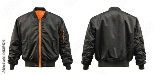 Full shot of a black bomber jacket