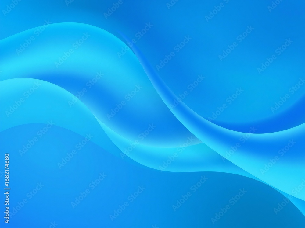 Abstract flowing blue wave pattern with soft light and gradients