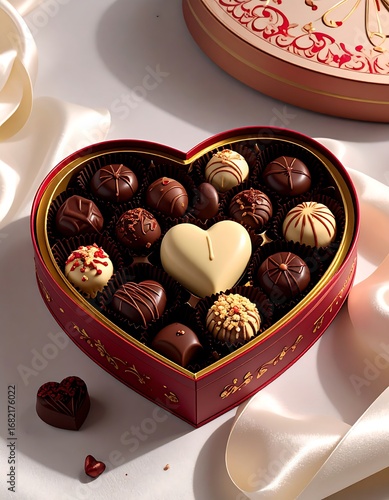 Wallpaper Mural Heart-shaped chocolate box with assorted truffles Torontodigital.ca