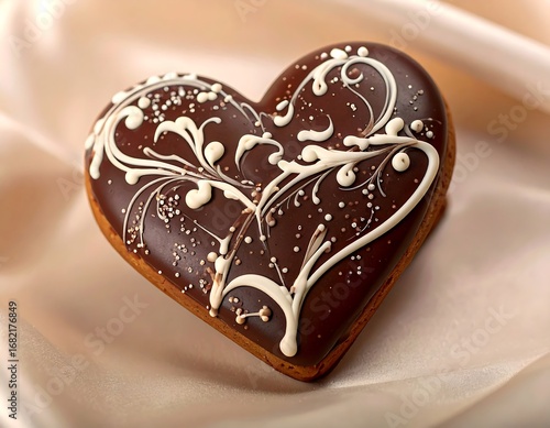 Wallpaper Mural Heart-shaped chocolate cookie with decorative swirls Torontodigital.ca