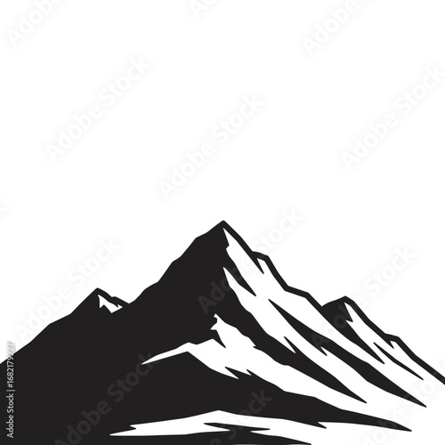 Black And White Mountain Peak Silhouette Illustration