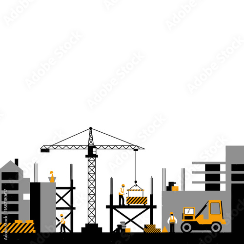 Construction Workers Building a City Block