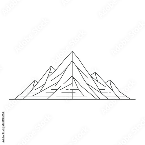 Geometric Minimalist Mountain Range Line Art Illustration