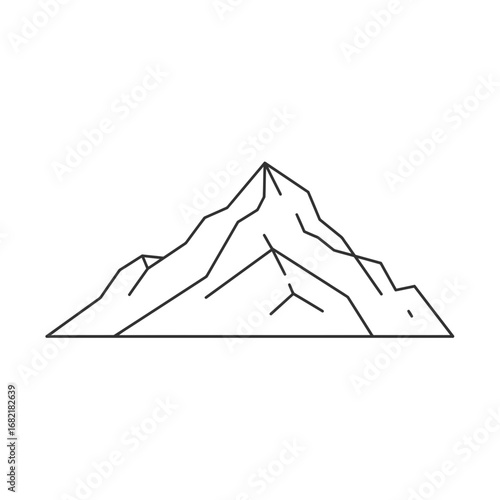 Minimalist Black And White Line Art Mountain Peak Illustration