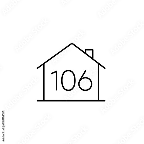 Simple Line Art House Number 106 Illustration