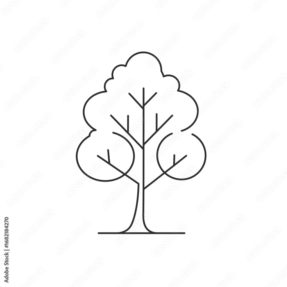 Obraz premium Simple Line Drawing of a Leafless Tree on White Background
