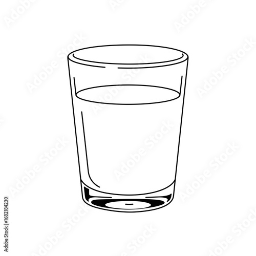 Simple Line Drawing of a Glass of Water