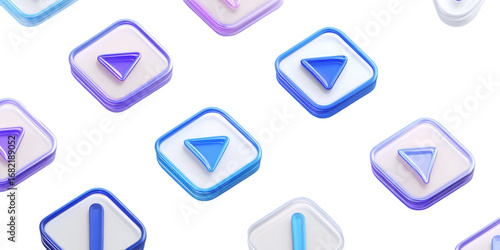 Free Download 3D Render Play and Pause Button in Rounded Square With Transparent Background, PNG - GFXLoad