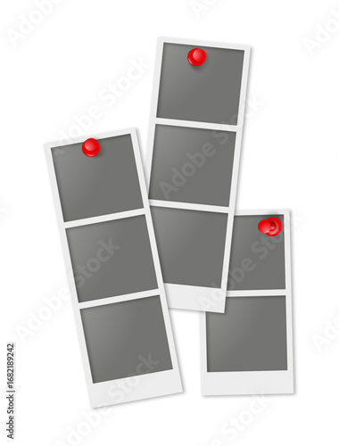 transparent triple polaroids on board with thumbtack pinai