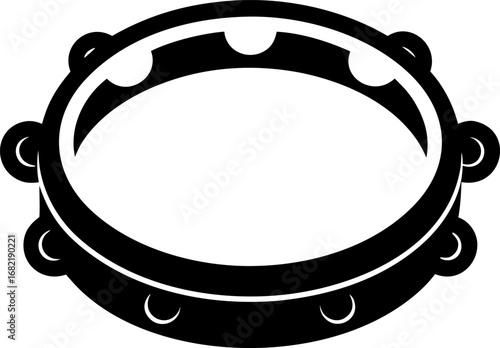 Tambourine Silhouette Vector Illustration Black and White