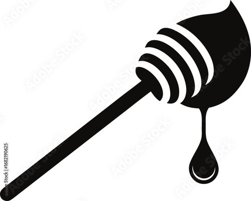 Vector Silhouette of a Drop of Honey Dripping from a Dipper