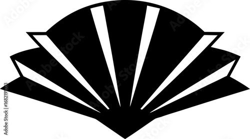 Vector Silhouette of a Simple Folded Paper Fan Minimalist