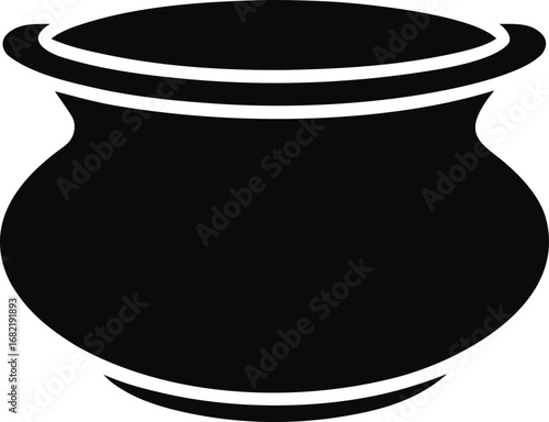 Vector Silhouette of a Traditional Clay Pot for Yogurt