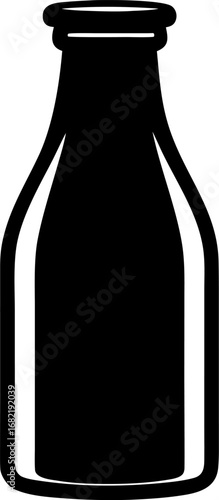 Vector Silhouette of an Old Fashioned Glass Milk Bottle