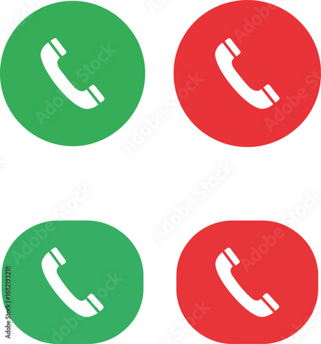 Phone Call Buttons Green Accept and Red Decline Vector Illustration