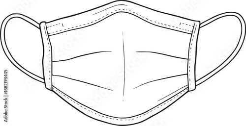 Simple line drawing of a face mask
