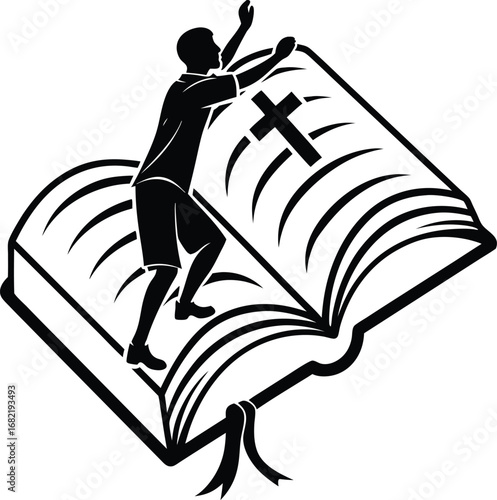 Flat vector icon of a bible silhouette for religious design