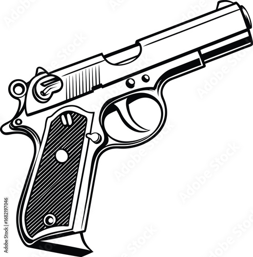 Flat vector icon of a pistol silhouette
