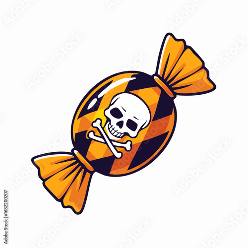 Halloween candy with skull and crossbones, spooky and sweet treat for trick or treaters