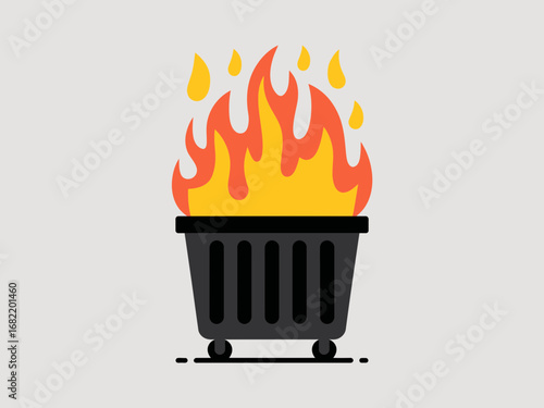 Burning Trash Can Illustration – Dumpster Fire Cartoon Icon