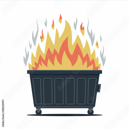 Burning Trash Can Illustration – Dumpster Fire Cartoon Icon