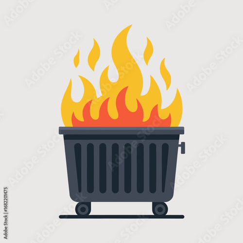 Burning Trash Can Illustration – Dumpster Fire Cartoon Icon