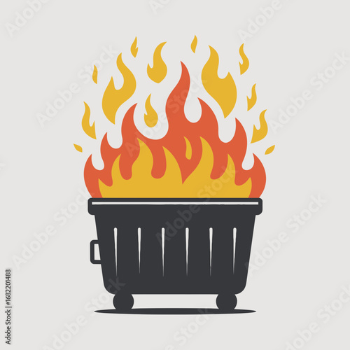 Burning Trash Can Illustration – Dumpster Fire Cartoon Icon