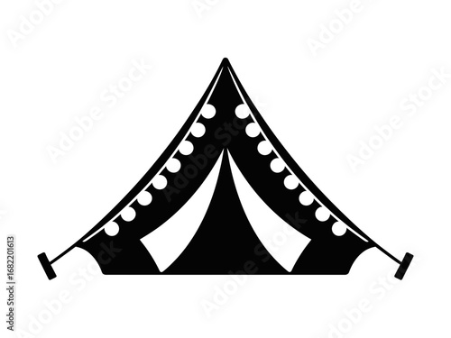 Camping Tent Silhouette – Outdoor Adventure Shelter Icon with Lights