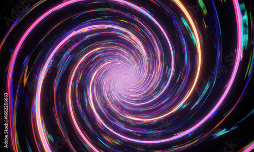 Vibrant Neon Swirl Tunnel Abstract Motion Background